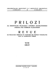 					View No. 6-7 (1958): Prilozi za orijentalnu filologiju i istoriju jugoslovenskih naroda pod turskom vladavinom
				