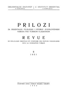 					View No. 2 (1952): Prilozi za orijentalnu filologiju i istoriju jugoslovenskih naroda pod turskom vladavinom
				